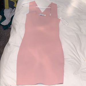 HELLO MOLLY pink knit bandage mini dress